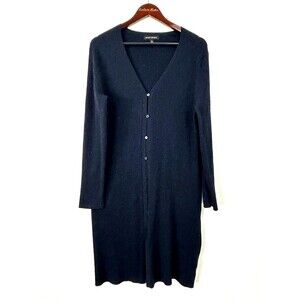 Banana Republic Women Long Ribbed Cardigan Duster Sweater Womens L Black 1146E4